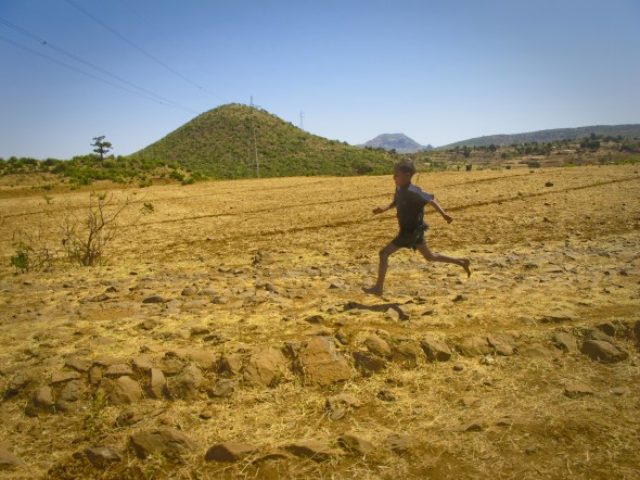 Boy running in Ethiopia